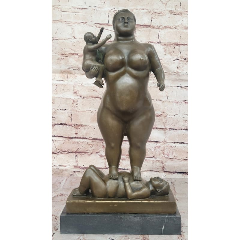 Fernando Botero Plump Family Bronze Figurine Statue Marble Base Figurine Modern 17 Inches X 9.5 Inches