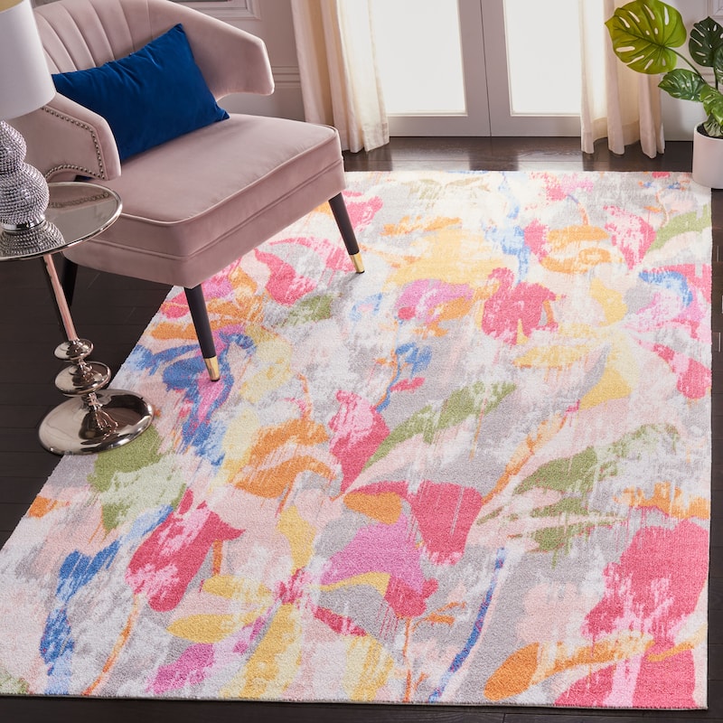 SAFAVIEH Florist Heriberta Abstract Floral Rug - 4' x 6' - Pink/Grey