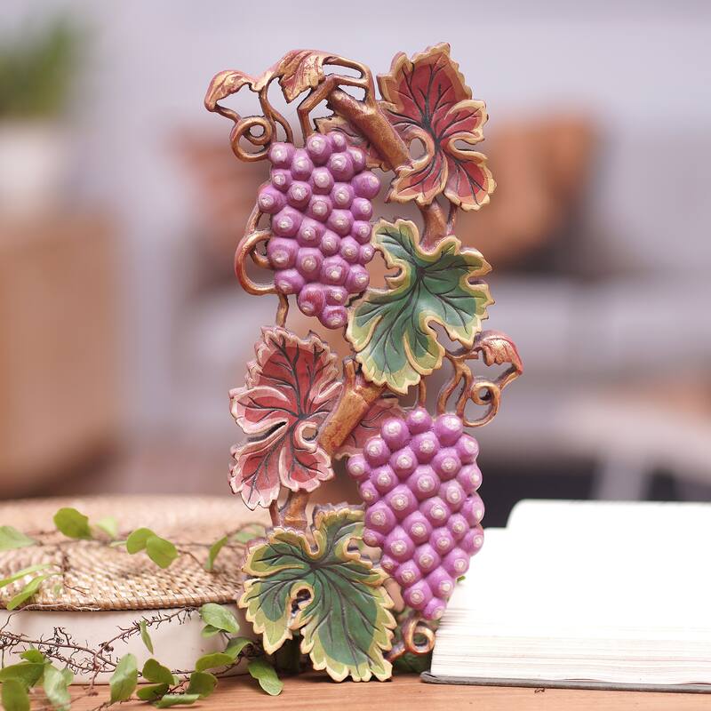 Novica Handmade Garden Of Viticulture Wood Relief Panel