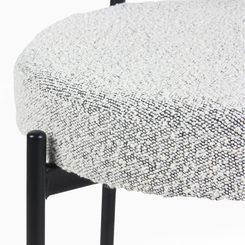 Modern 2 Piece Fabric Round Dining Chair with Backrest, Cushions, Floor Protector for Dining Room Kitchen Bedroom Living Room