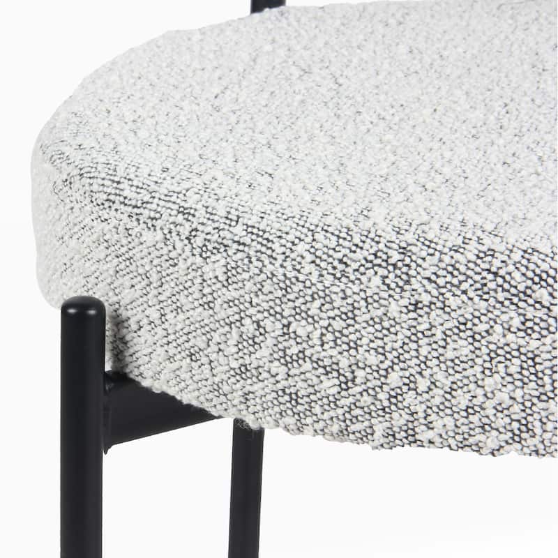 Modern Round Boucle Dining Chairs, Set Of 2