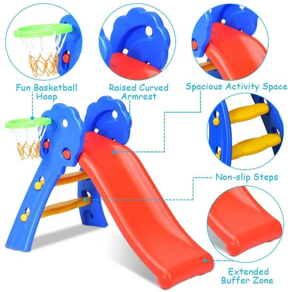 Shop 2 Step Children Folding Slide With Basketball Hoop Free