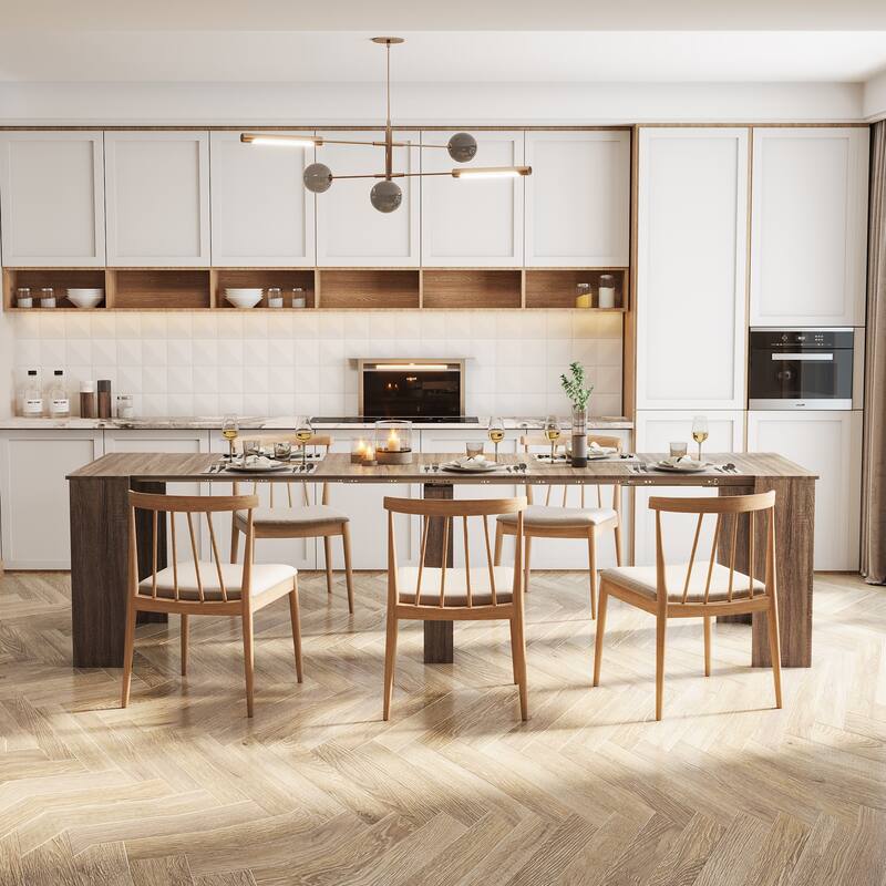 GDF Studio - Lalia Modern Multifunctional Extendable Dining Table with Storage Panels - 118.11"