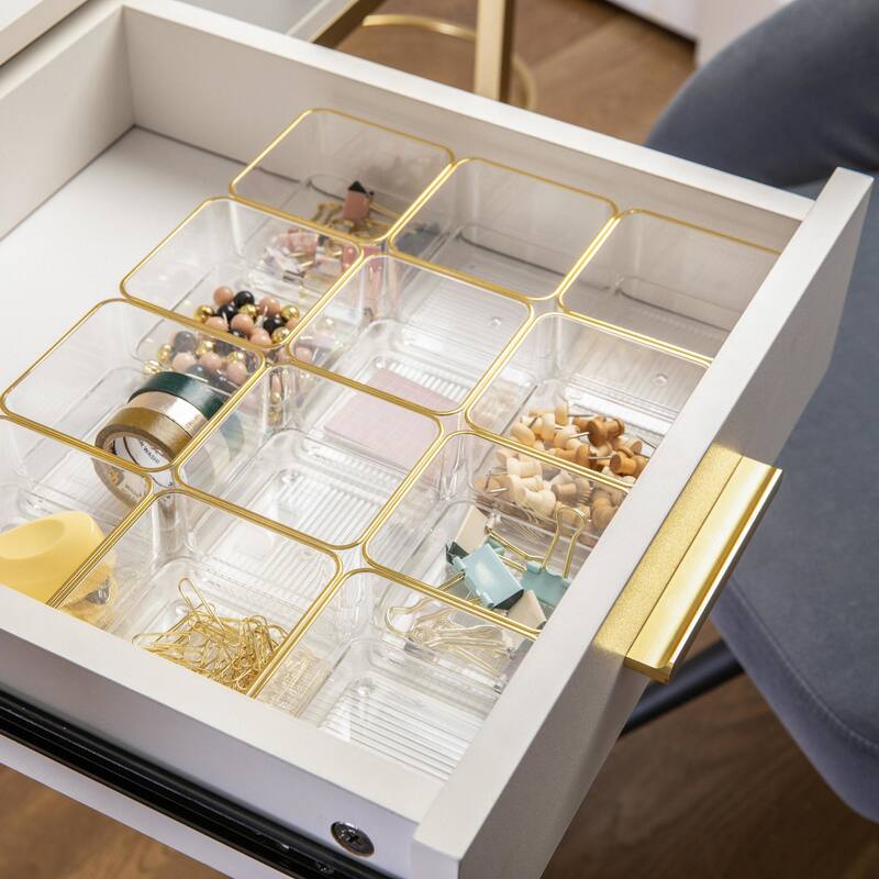 Flash Furniture BE-PB9052-G-12-MS Kerry 2" Tall Office Organizer Set - Clear / Gold