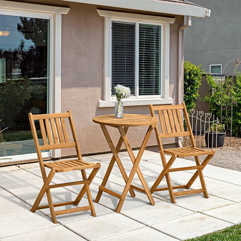 Outsunny 3 Piece Folding Acacia Wood Patio Bistro Set On Sale Outsunny 3 Piece Folding Acacia Wood Patio Bistro Set On Sale