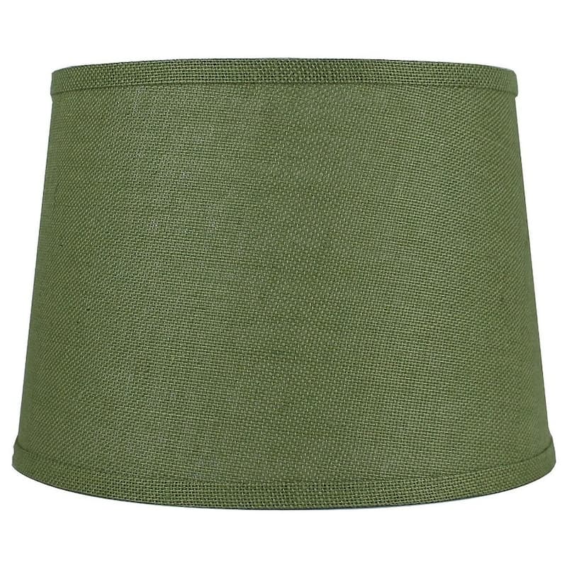 French Drum Burlap Lampshade, 12" to 16" Bottom Size - 14" - Khaki Green