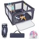 preview thumbnail 2 of 27, Honeyjoy Large Baby Playpen 50" x 50"/59" x 59" with Zipper Gate 50 Gray-50" x 50" - 50" x 50"