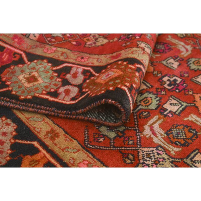 Fine Vintage Distressed Houri Rust/Black Rug - 4'11" x 9'2"