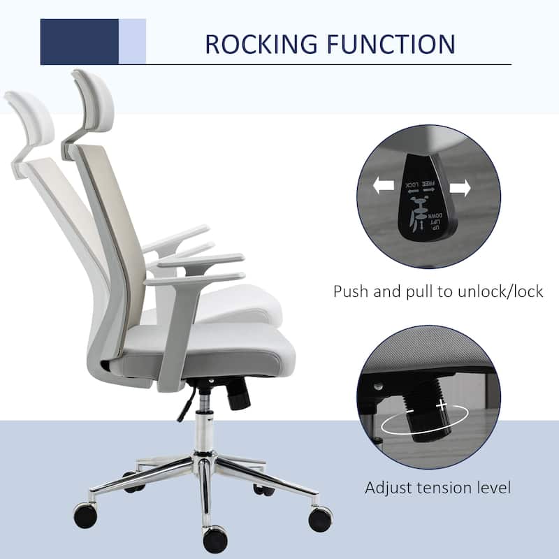 Vinsetto High Back Office Chair, Swivel Task Chair with Lumbar Back Support, Breathable Mesh, and Adjustable Height, Headrest
