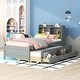 preview thumbnail 5 of 11, Full Size Loft Bed with Desk, Ladder, Shelves Multifunctional Wood Bed, White