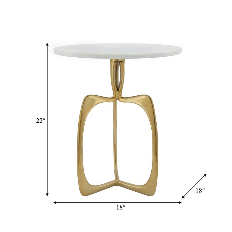Round Marble Accent Table - Gold, 18" - 22.5"