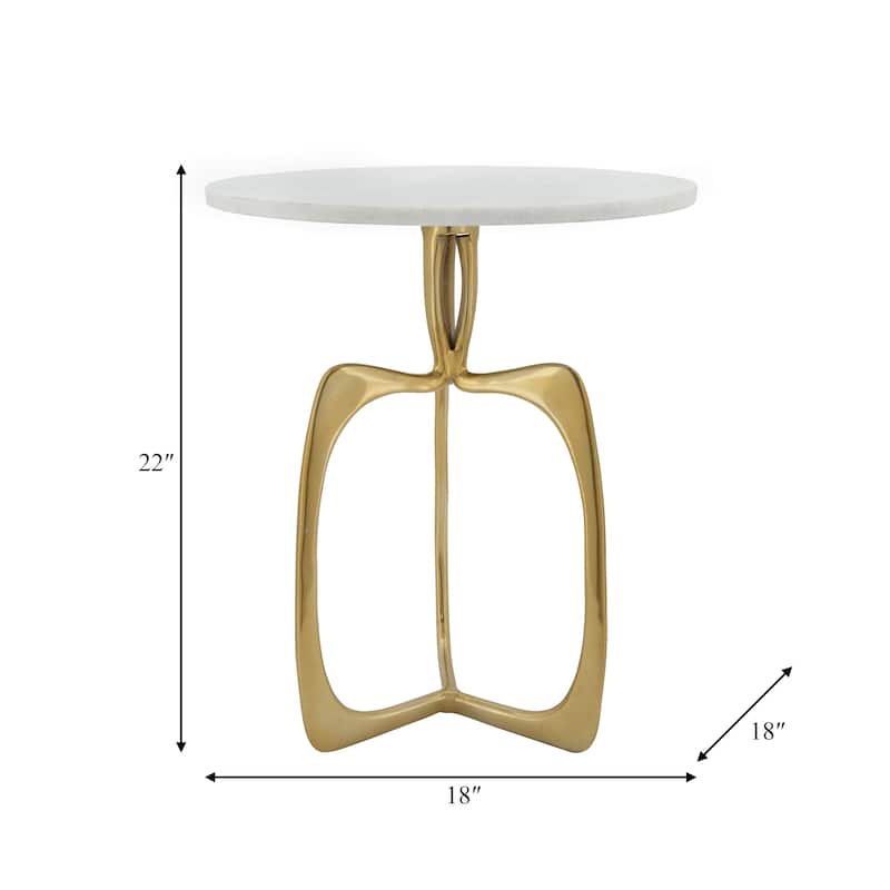 Sagebrook Home Modern Metal and Marble Accent Table with Aluminum Base - 18" x 18" x 22"
