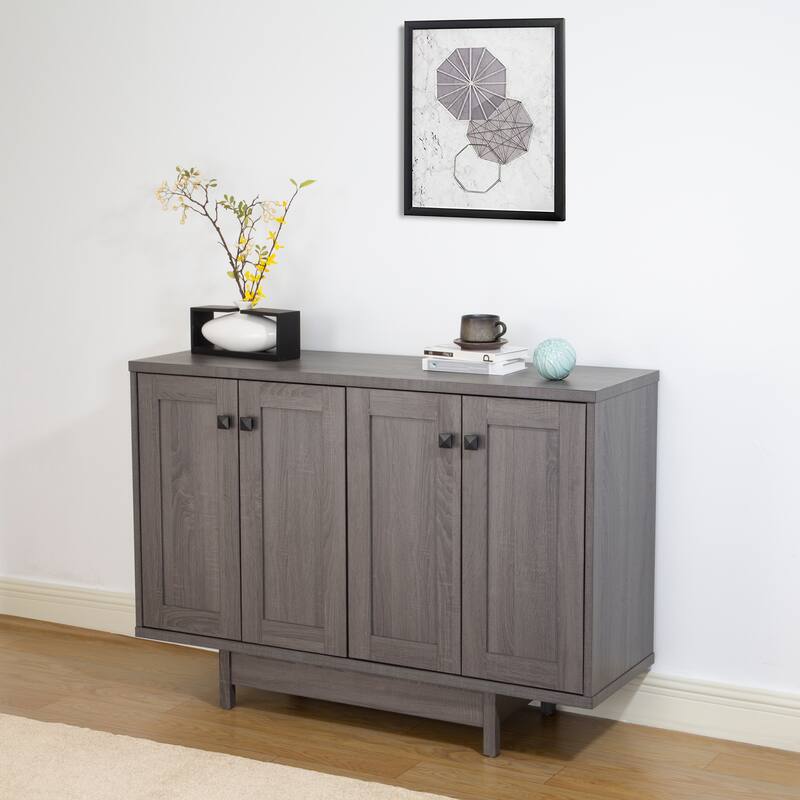 Q-Max 47"W Sideboard Storage Cabinet, Dining Server Cupboard Buffet Table with Two Storage Cabinets
