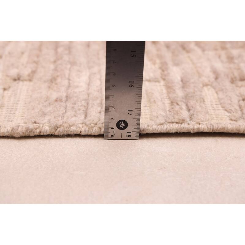 ECARPETGALLERY Hand Loomed Elysian Beige Wool Rug - 8'0 x 9'10