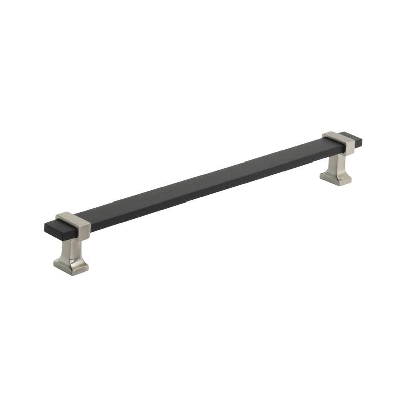Amerock Overton Cabinet or Furniture Pull - 8-13/16 in (224 mm) Center-to-Center - Brushed Matte Black/Satin Nickel