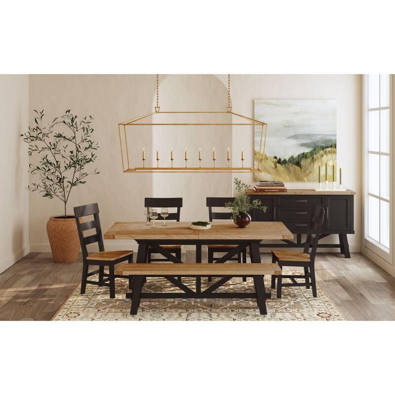 Hendricks 68" Bench, Rustic Wheat and Raven