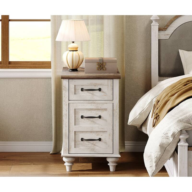 Nightstand End Table With Charging Station for Living Room Bedroom