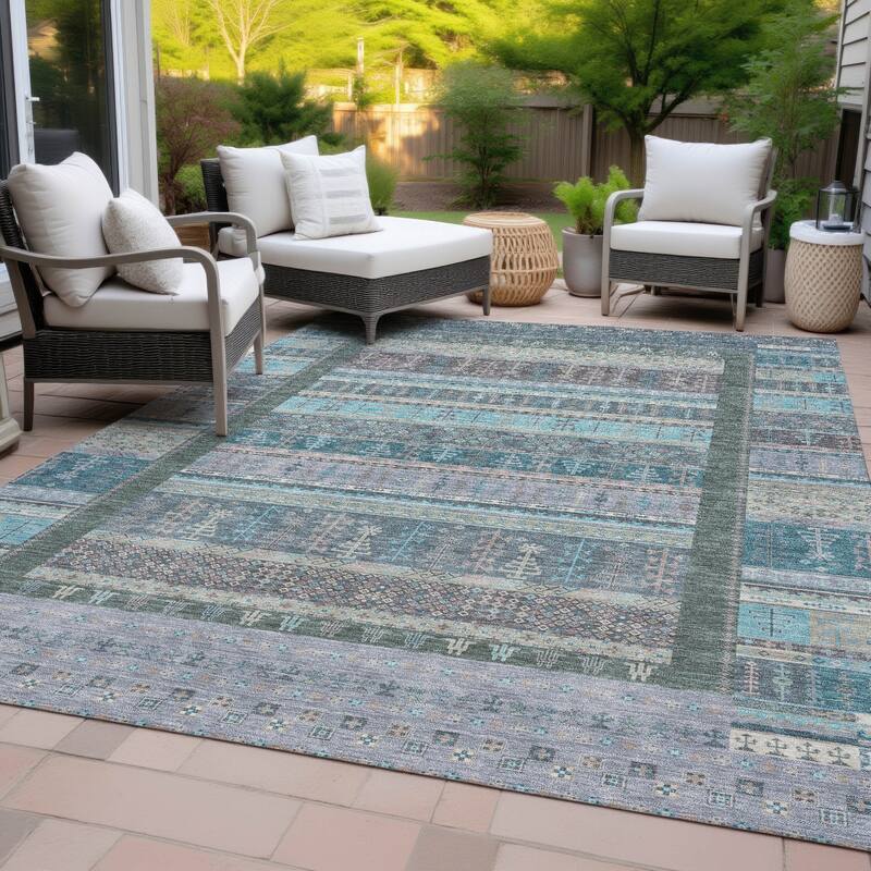 Machine Washable Indoor/Outdoor Global Kilim Chantille Rug