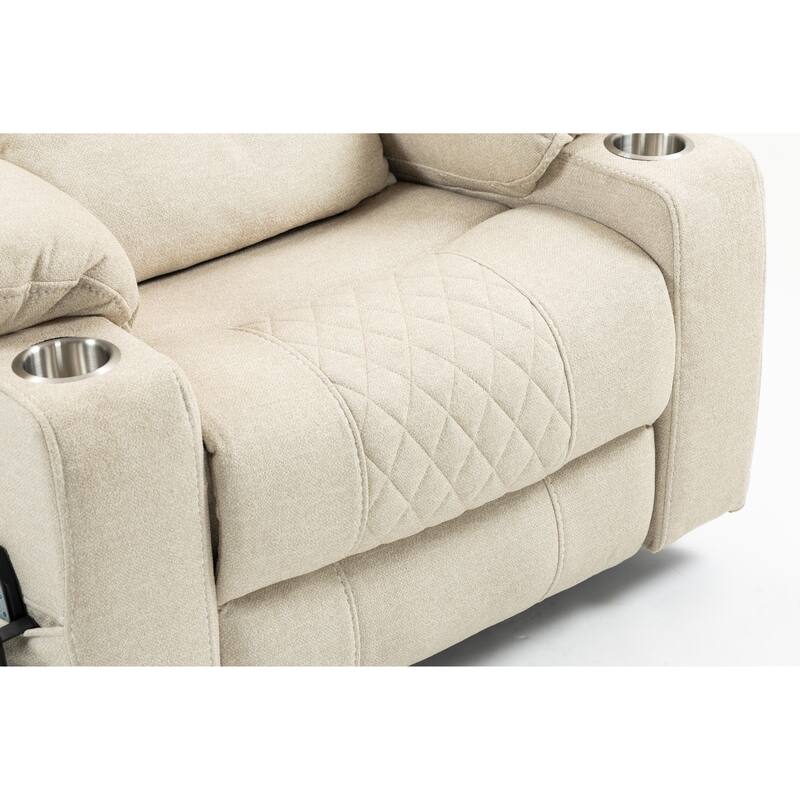 Velvet Oversized Power Lift Recliner Chair, Dual OKIN Motors & Cup Holders