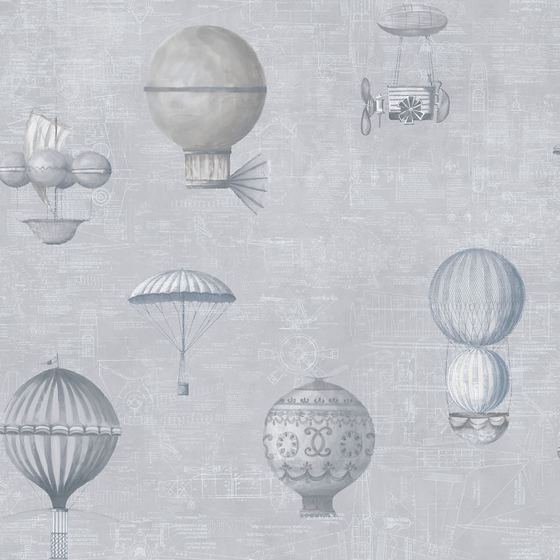 Galerie Wallcoverings Nostalgie Collection Air Ships Balloons Effect Non-woven Metallic Wallpaper Roll