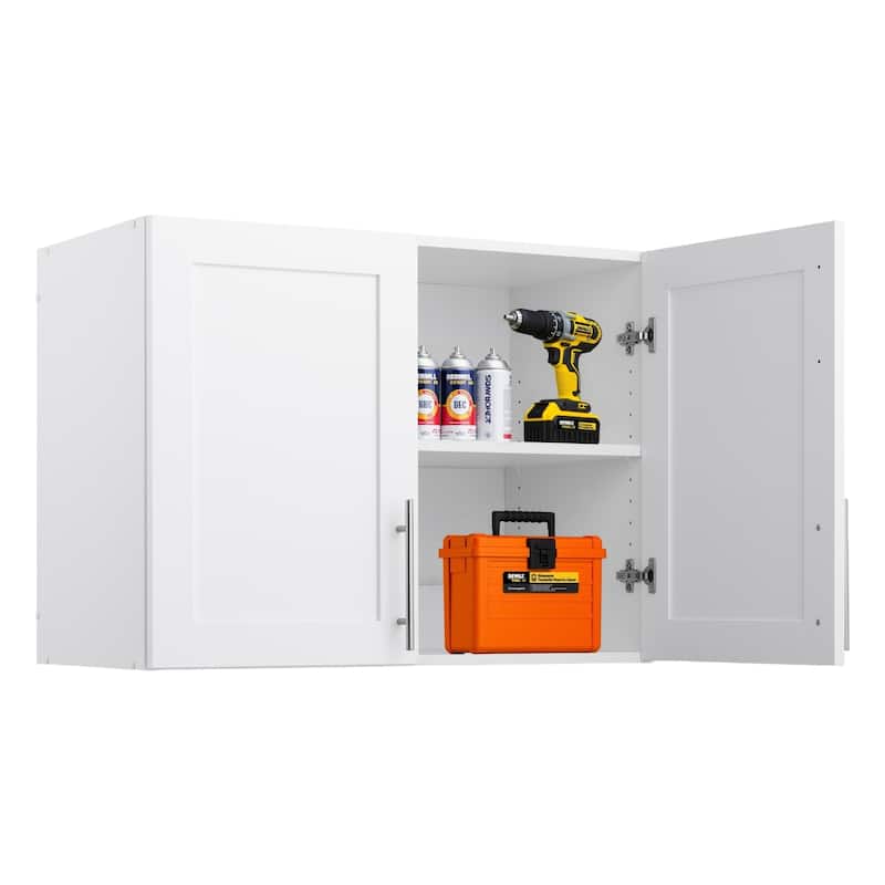 Prepac Elite Wall Cabinet with Panel Doors 16.75" D x 32" W x 24" H - 32 in W x 24 in H x 16.75 in D - White