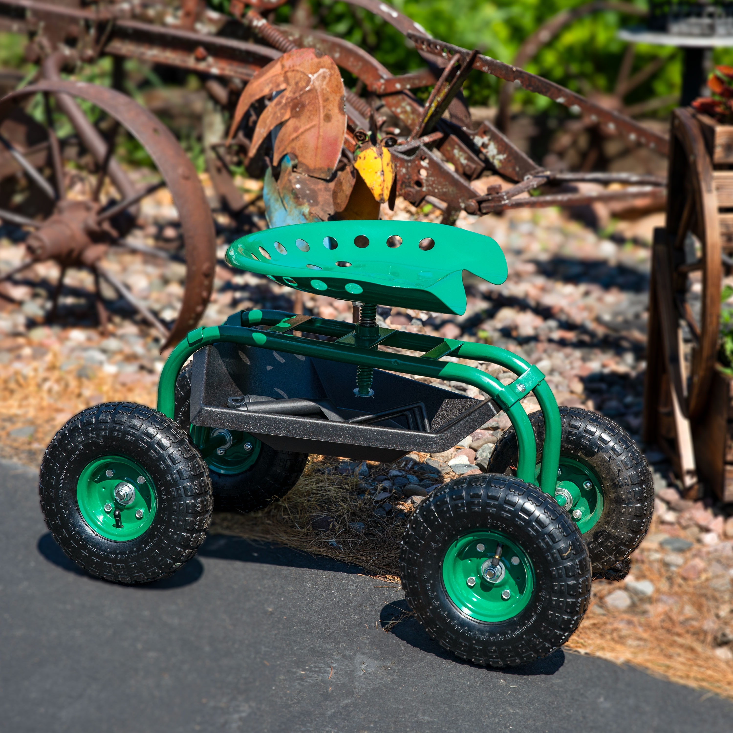 Rolling Garden Cart with 360-Degree Swivel Seat \u0026 Tool Tray - Green - Bed  Bath \u0026 Beyond - 28728020, image size:3000x3000