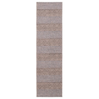 ECARPETGALLERY Braid weave Sienna Taupe Wool Rug - 2'8 x 10'2