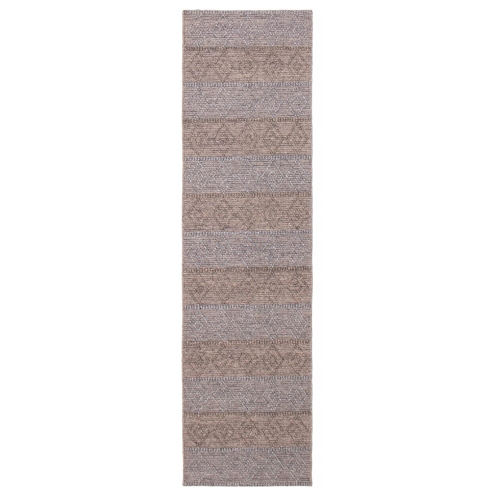 ECARPETGALLERY Braid weave Sienna Taupe Wool Rug - 2'8 x 10'2