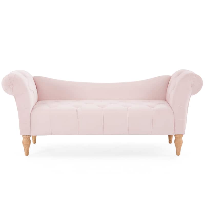 Christopher Knight Home - Larkspur Velvet Upholstered Bench with Rolled Arms and Button Tufting