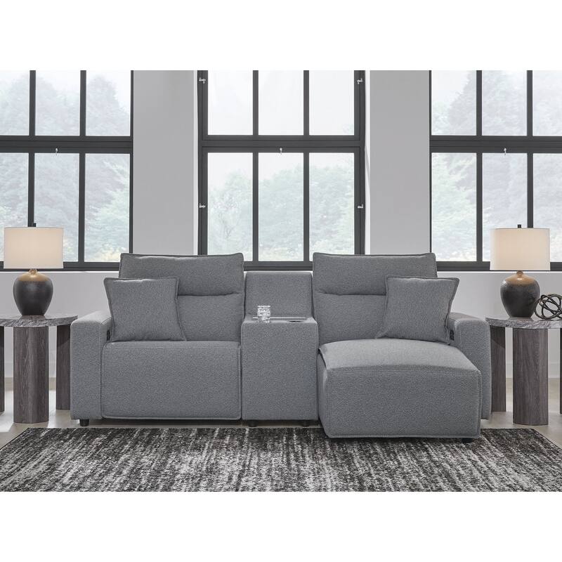 Signature Design by Ashley Modmax Gray 3-Piece Power Reclining Sectional with Chaise - 100" W x 63" D x 41" H