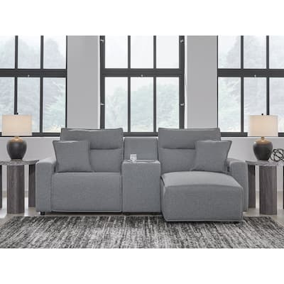 Signature Design by Ashley Modmax Gray 3-Piece Power Reclining Sectional with Chaise - 100" W x 63" D x 41" H