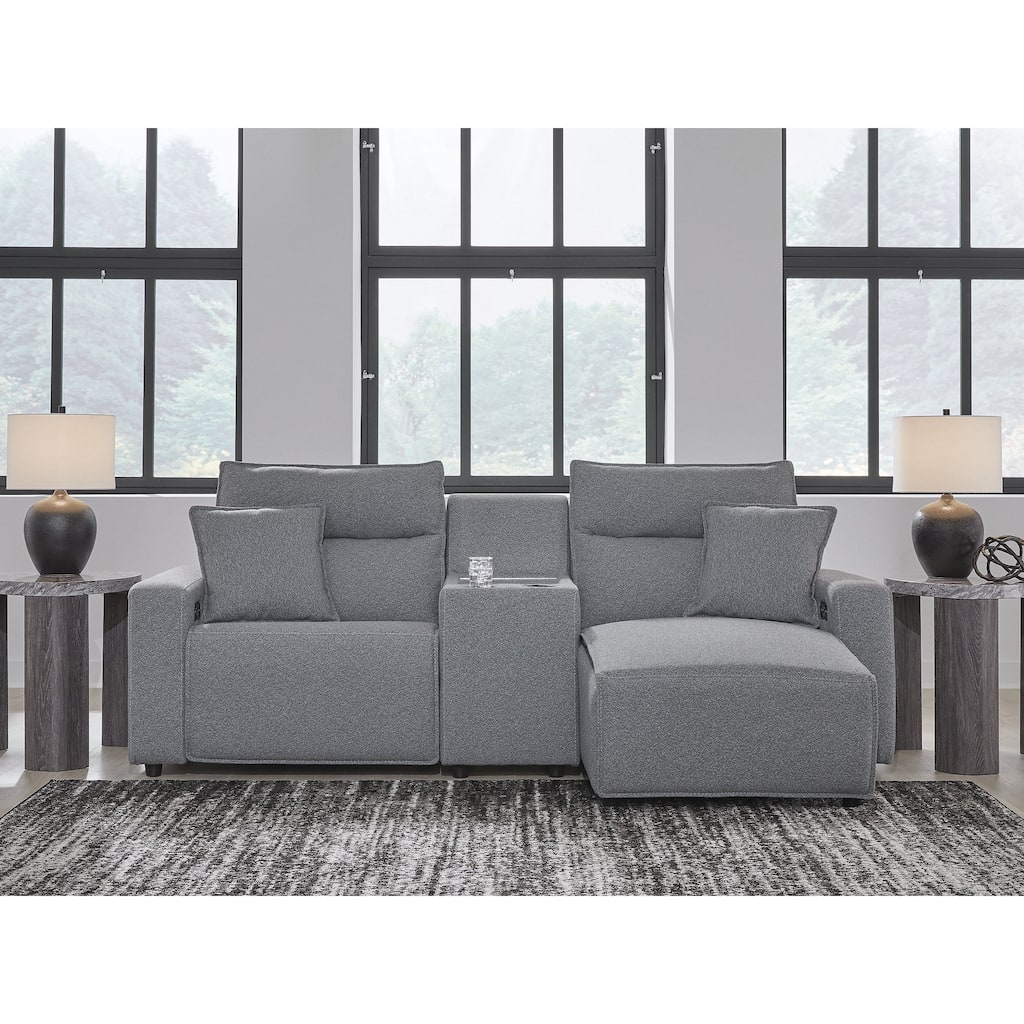 Signature Design by Ashley Modmax Gray 3-Piece Power Reclining Sectional with Chaise - 100" W x 63" D x 41" H