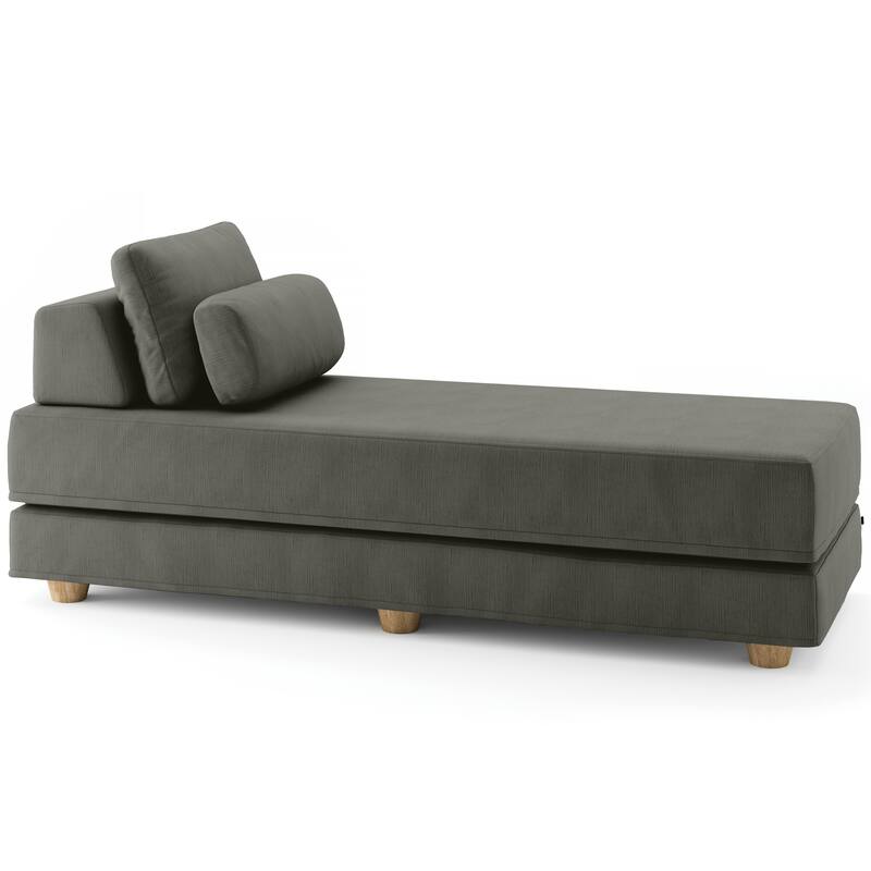 Jaxx Balshan Cushioned Micro-velvet Convertible Chaise Lounge Daybed