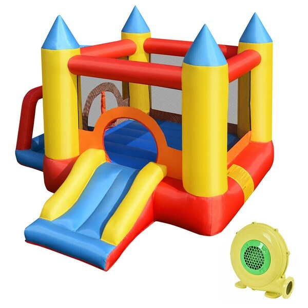 costway inflatable moonwalk slide bounce house with storage bag