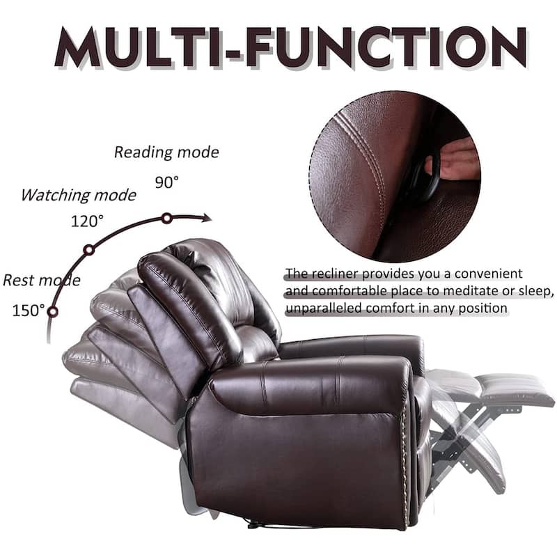 Classic and Traditional Manual Recliner Chair with Comfortable Arms and Back