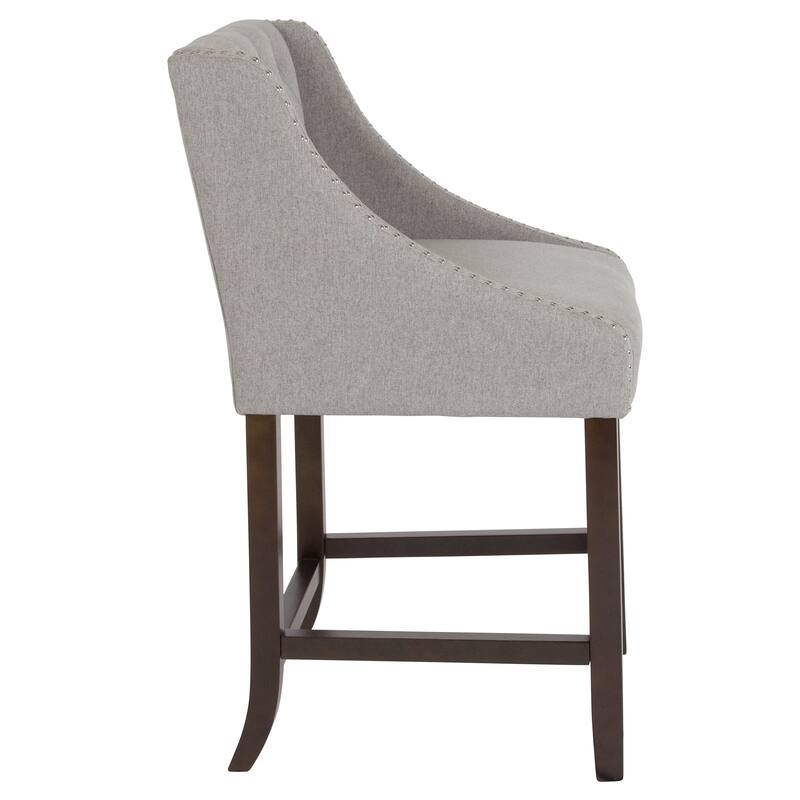 Transitional Tufted Upholstered/Walnut Finish Counter Stool (Set of 2)