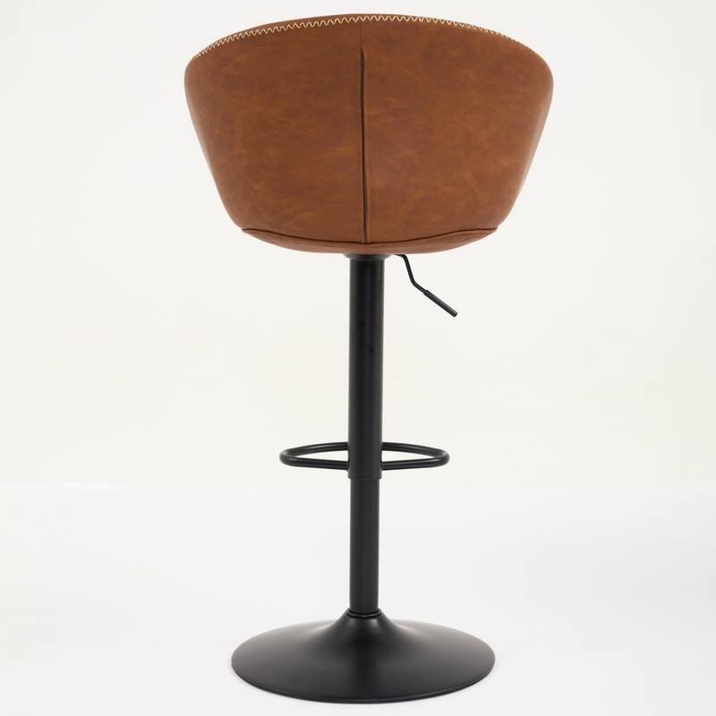1 Piece Swivel Bar Stools with Adjustable Height, Modern PU Leather Upholstered Counter Height Bar Chairs with Footrest