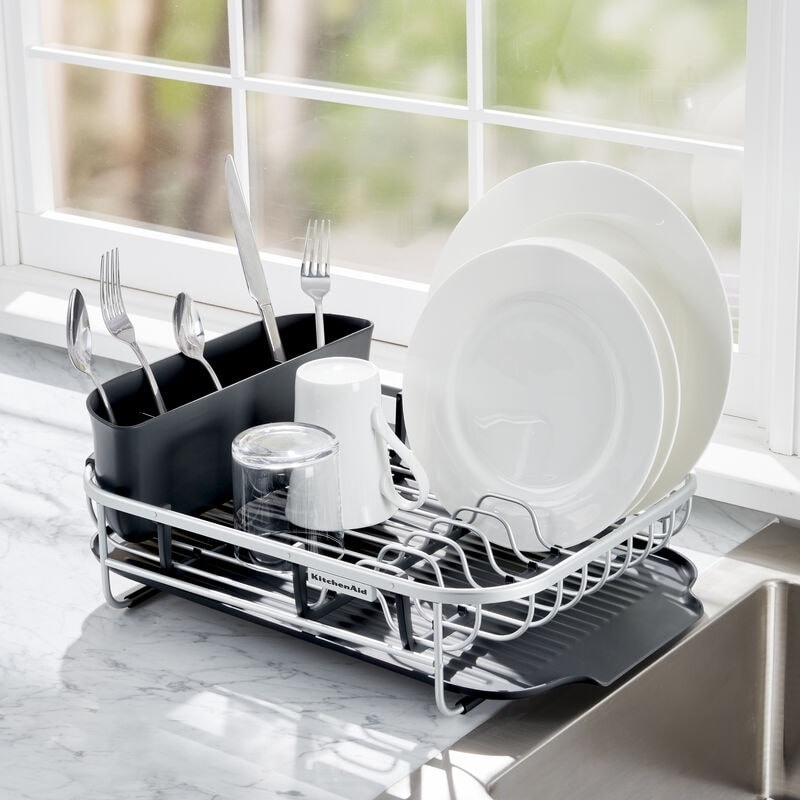 KitchenAid Aluminum Space Saving Dishrack, 17-Inch - Bed Bath