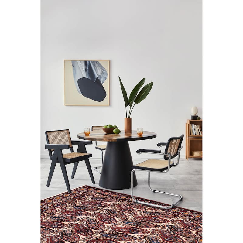 ECARPETGALLERY Hand-knotted Melis Vintage Cream, Red Wool Rug - 7'1 x 7'1