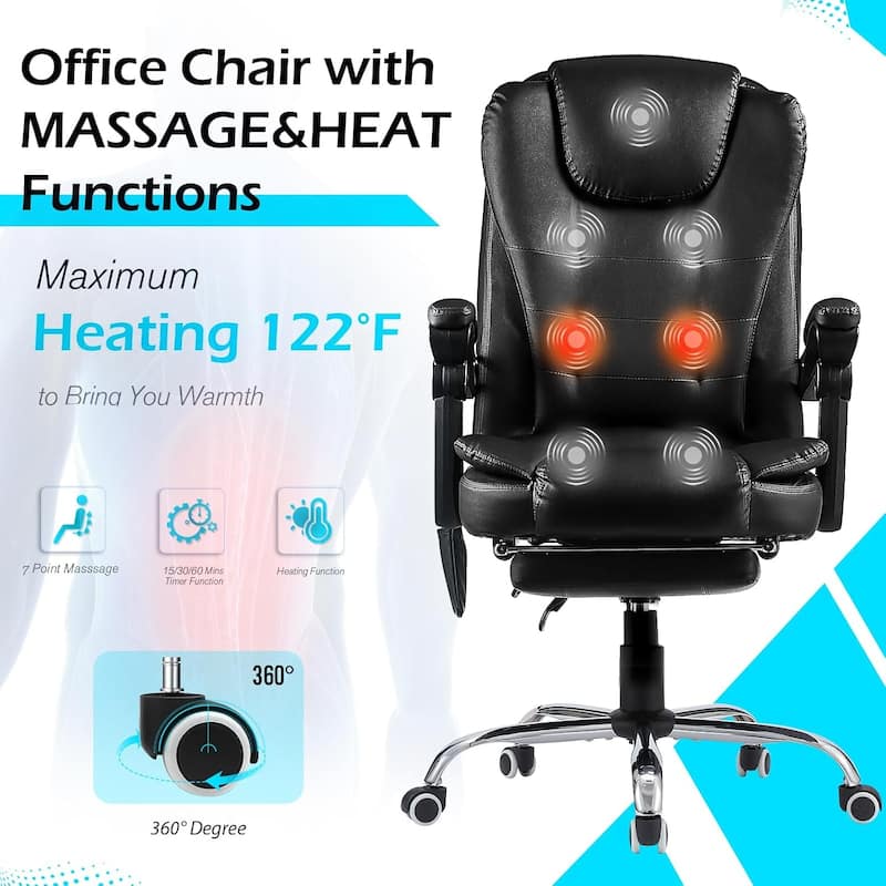 AECOJOY Heated Executive Office Chair w/ Massage &Adjustable Height