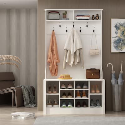 Coat Rack Hall Tree Shoe Bench Accent Furniture Entryway Living Room