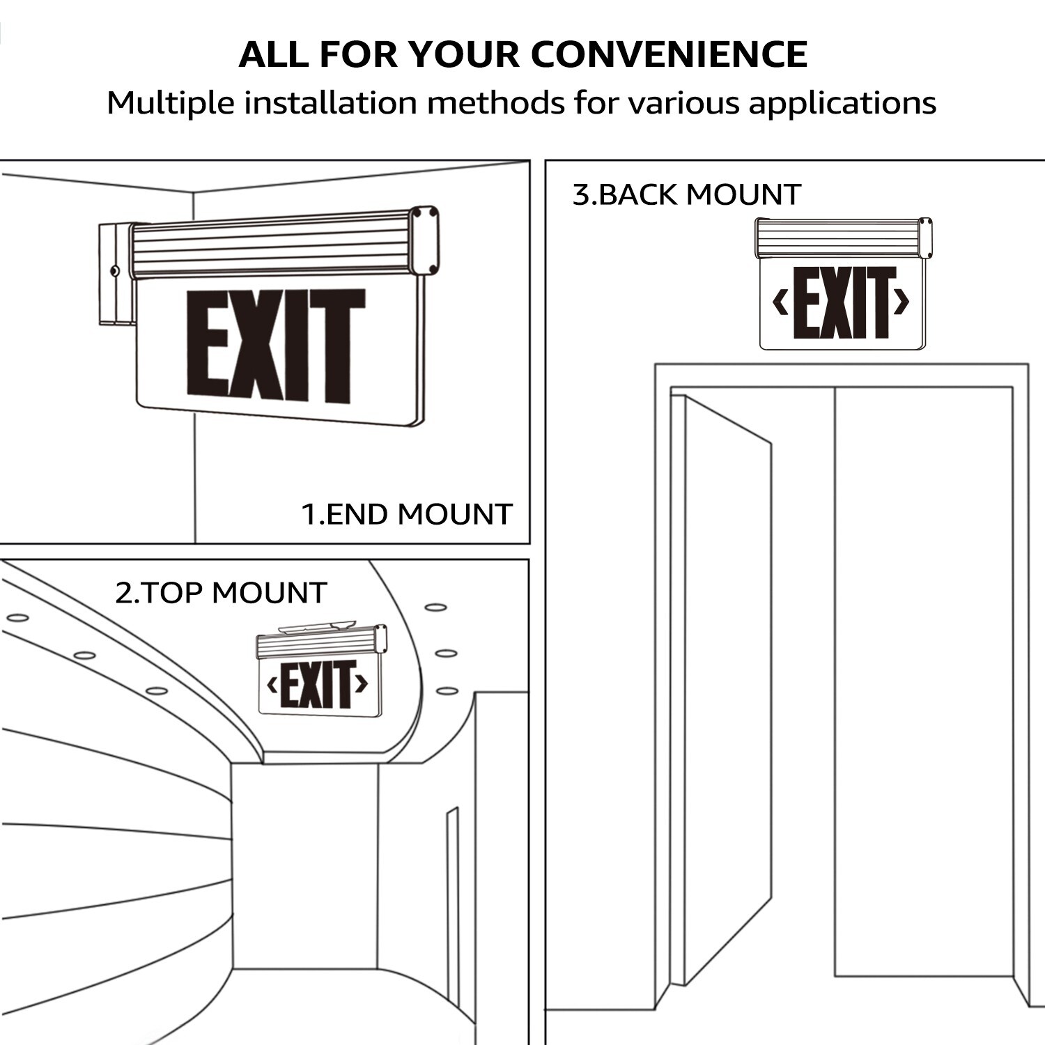 Shop 6 Pack Green Led Exit Sign Emergency Light Battery Included