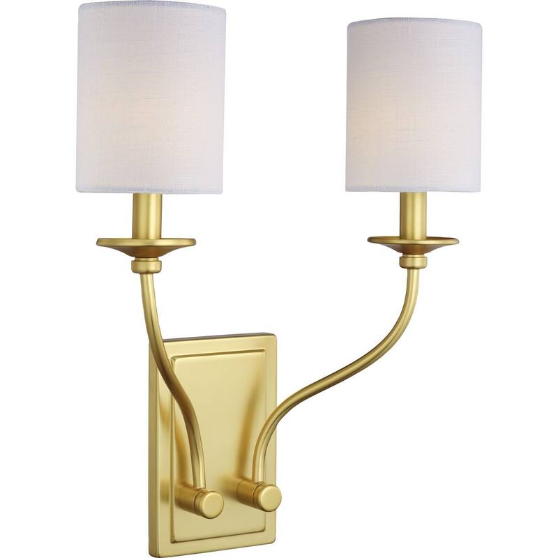Bonita Collection Satin Brass Two-Light Wall Sconce - 14.170" x 9.060" x 13.780" - 14.170" x 9.060" x 13.780"