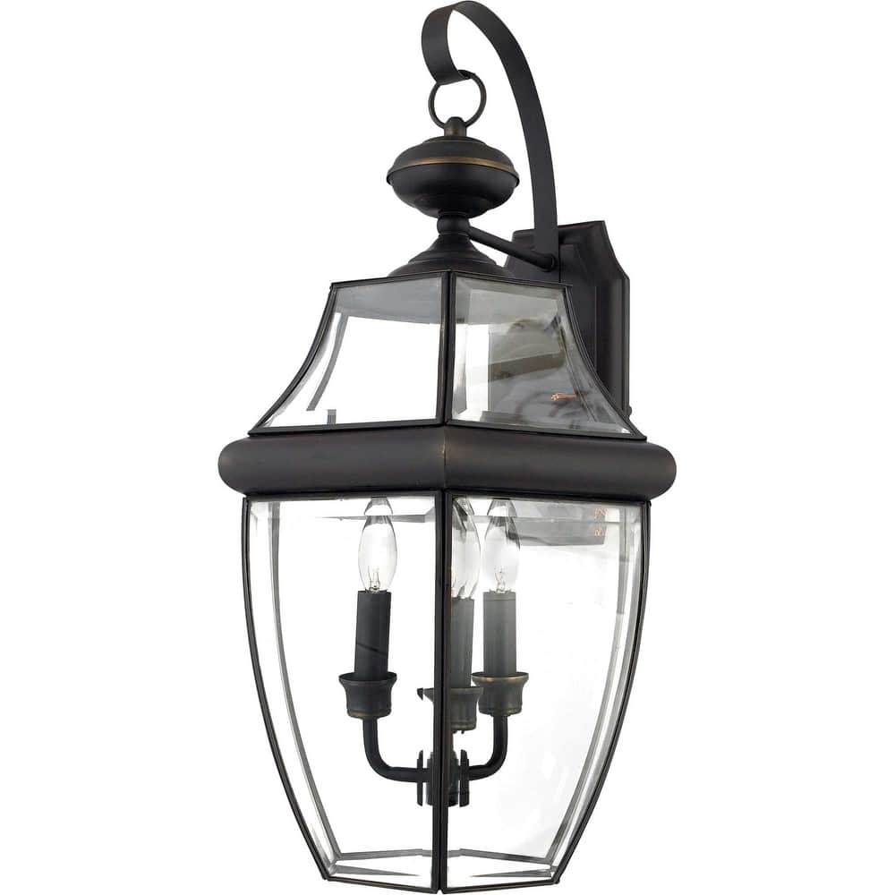 Roseto Gaines 3 Light 23" Tall Outdoor Wall Sconce with Clear Glass