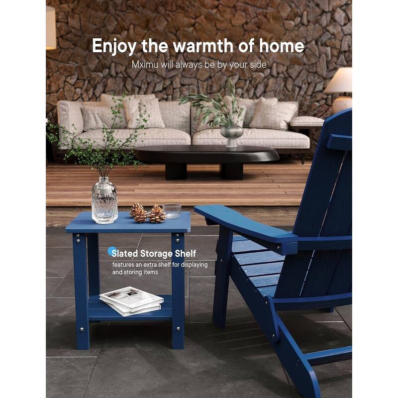 WINSOON Outside Adirondack Square Side Table, Weather Resistant Patio Table Double Layers Set Of 2