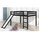 preview thumbnail 18 of 36, Full Size Multifunctional Wooden Loft Bed with Slide & Ladder for Kids