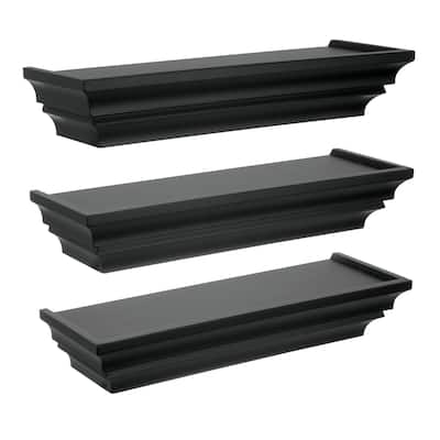 kieragrace KG Madison Wall Shelf, Set of 3 - Black - 16"