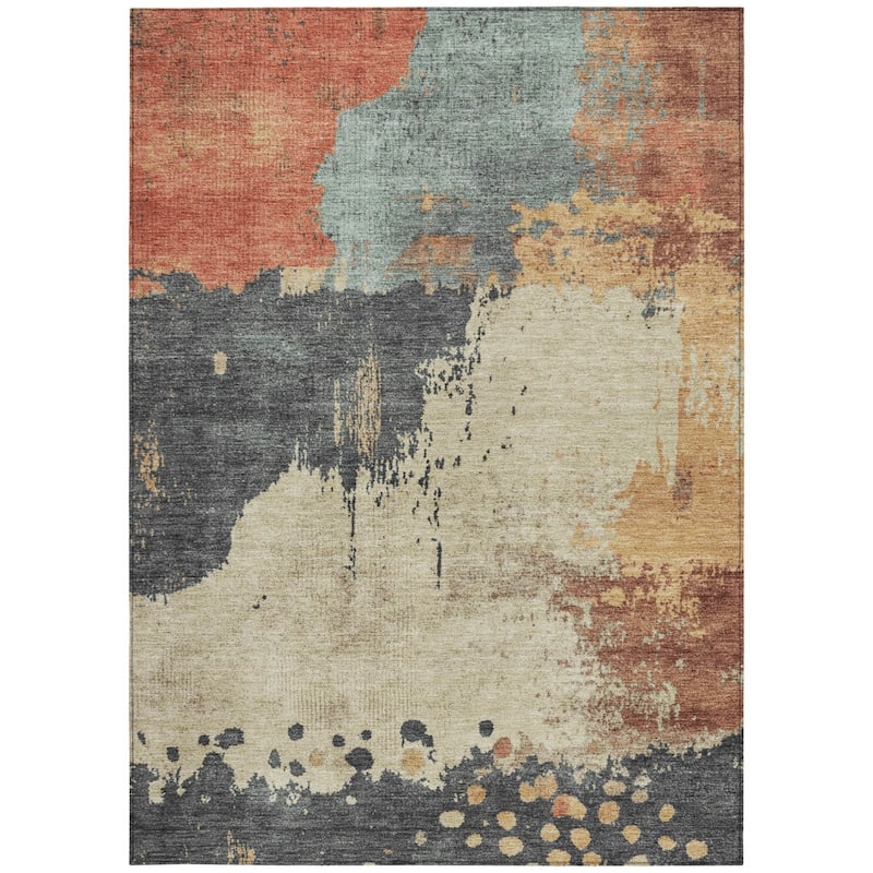 HomeRoots Abstract Transitional Rectangle Outdoor Rug