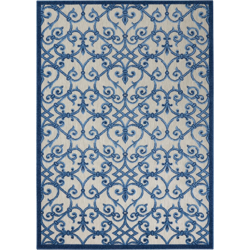 Nourison Alice Indoor/Outdoor Trellis Area Rug - 3'6" x 5'6" - Grey/Blue