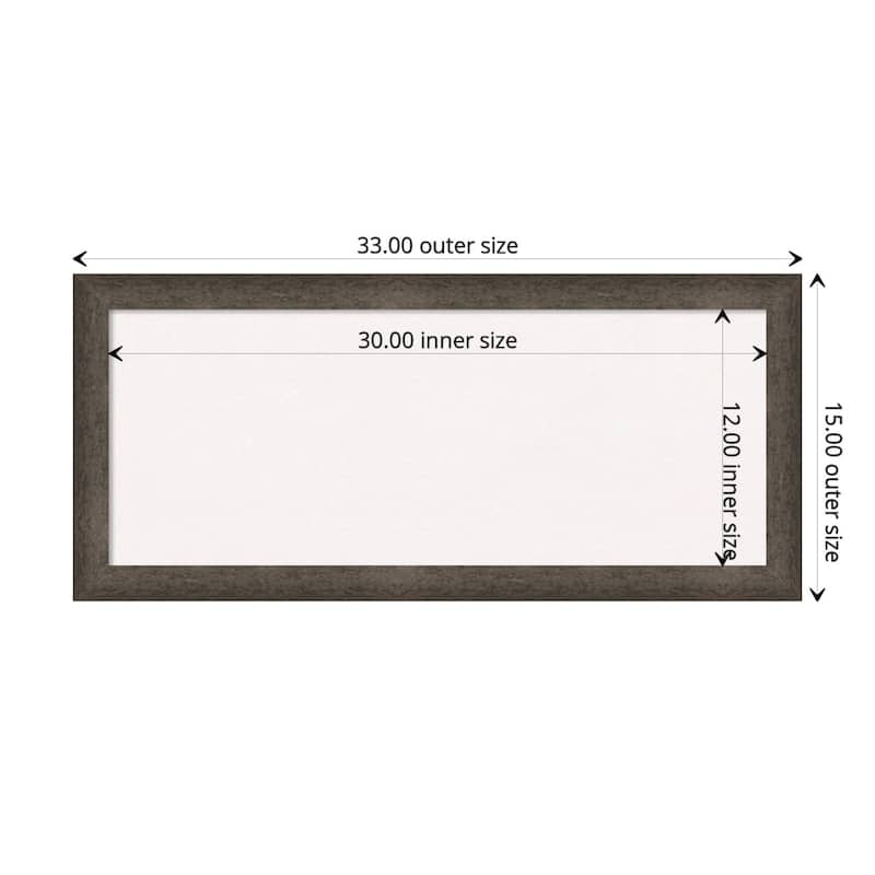Dappled Narrow Wood Framed White Corkboard Bulletin Board - Dappled Light Bronze Narrow - Board Size 30x12